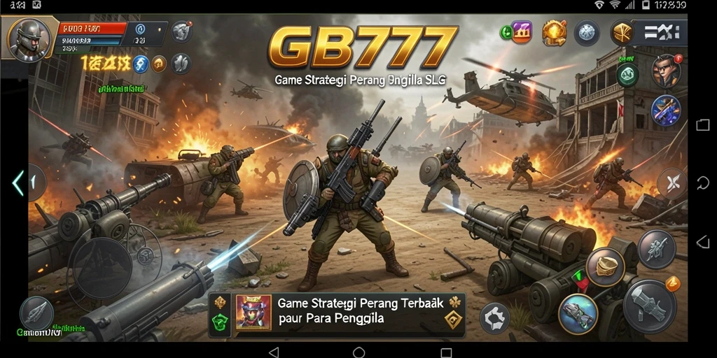 Tangkapan layar utama GB777 menampilkan aksi pertempuran strategis yang mendebarkan.