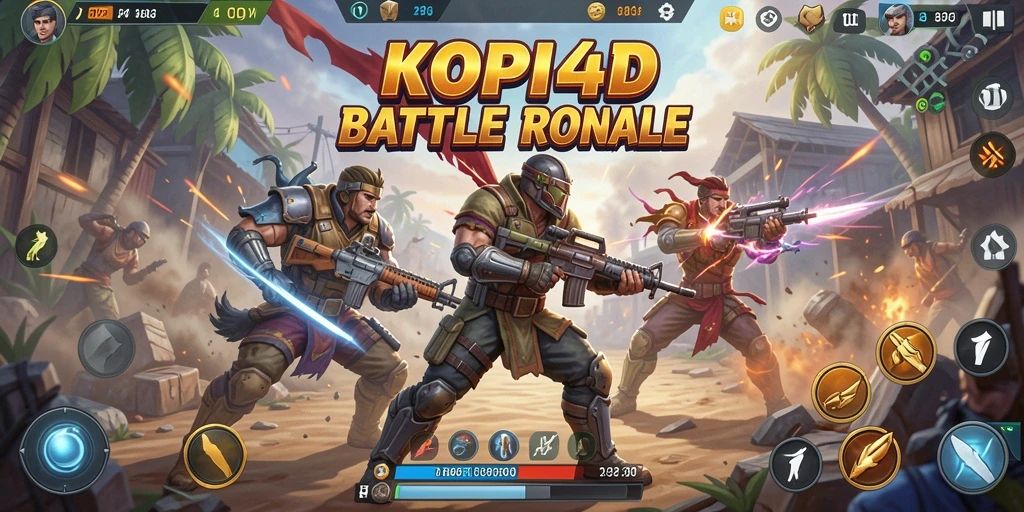 Gameplay KOPI4D yang seru dan mendebarkan dalam pertempuran Battle Royale.