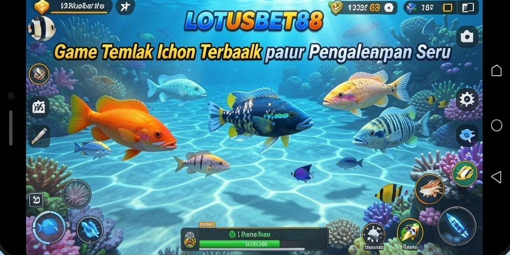 Tampilan gameplay LOTUSBET88 yang seru dengan aksi menembak ikan.