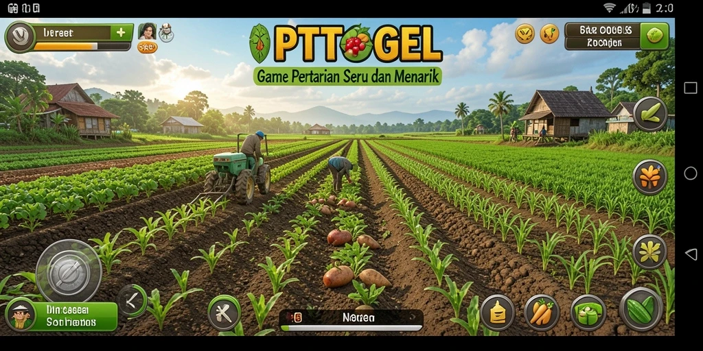 Tampilan gameplay PTTOGEL dengan aktivitas bertani yang seru.