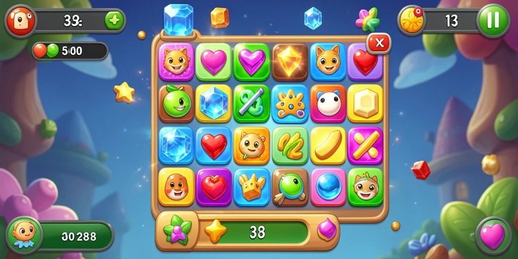 Tampilan gameplay seru dari TO288 dengan kombinasi Match-3 yang menarik.